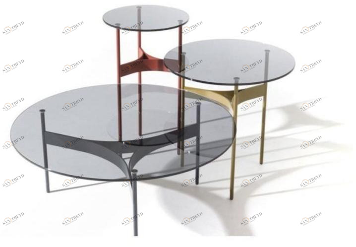 Moroso Круглый журнальный столик из стали и хрусталя Yumi sun-id-1501582