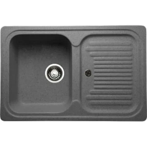 91898202 Мойка для кухни врезная Granicom G-013 30.4x75.7 см глубина чаши 19.5 см искусственный камень цвет темно-серый STLM-1472342