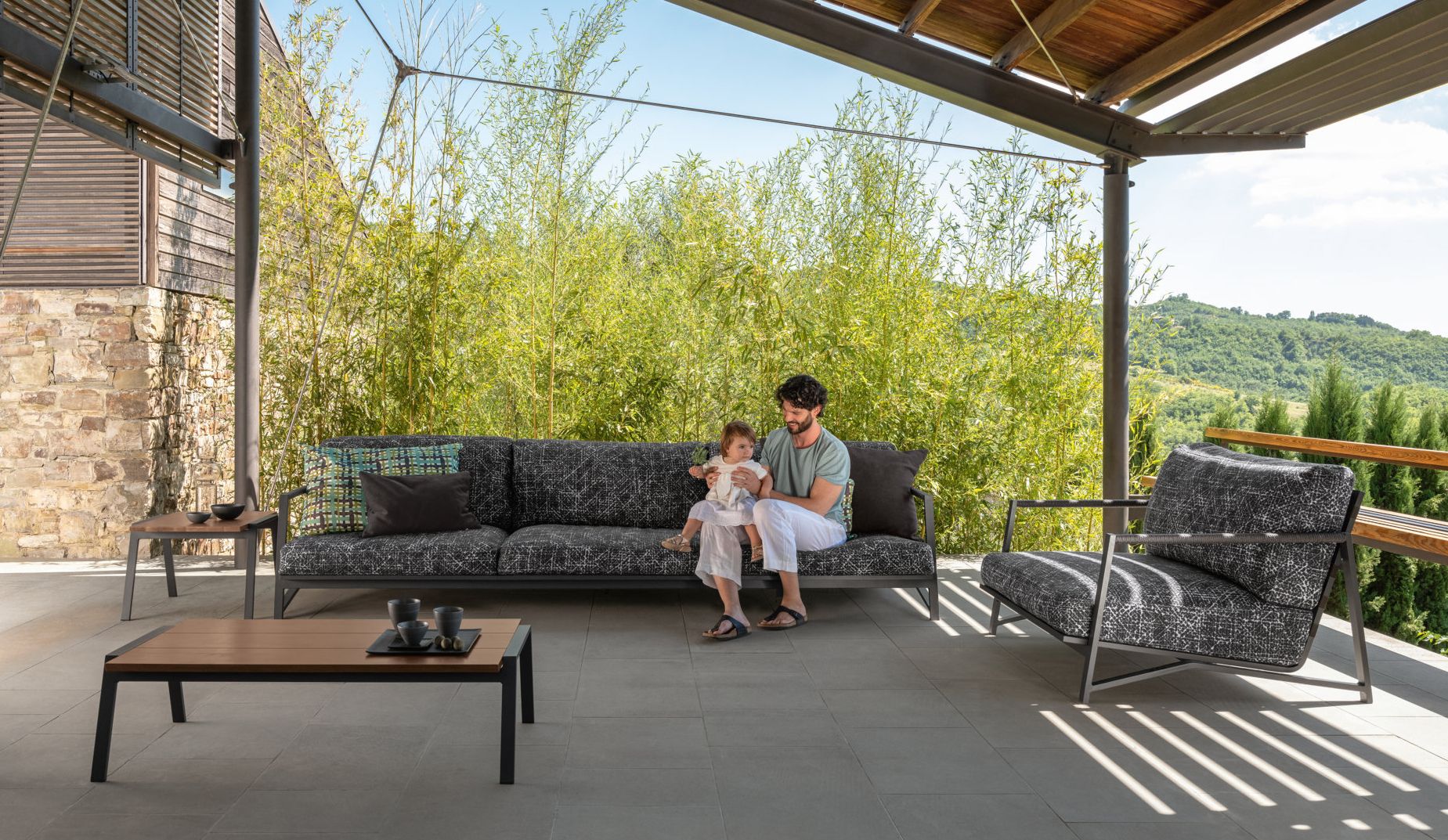 3-местный алюминиевый мягкий садовый диван Talenti коттедж ARCH-00009510 - Вид №1