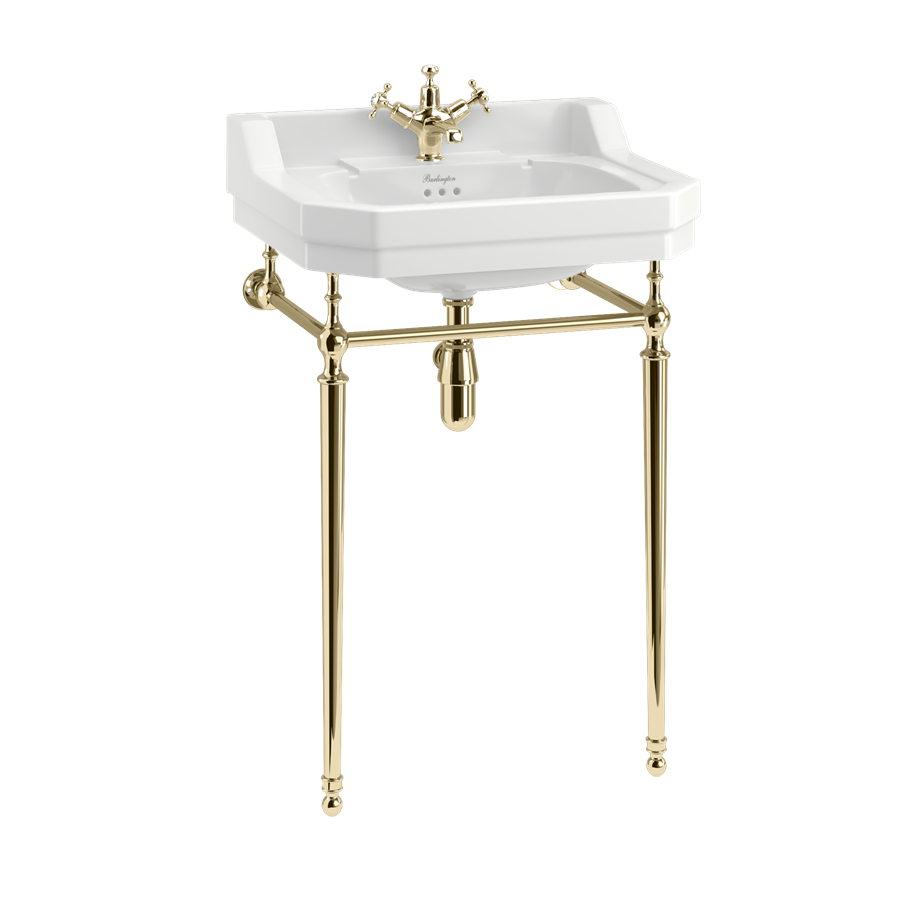 Burlington Edwardian Раковина Edwardian 560 мм с умывальником из золота 3 отверстия под смеситель B4 3TH-T22A GOLD 