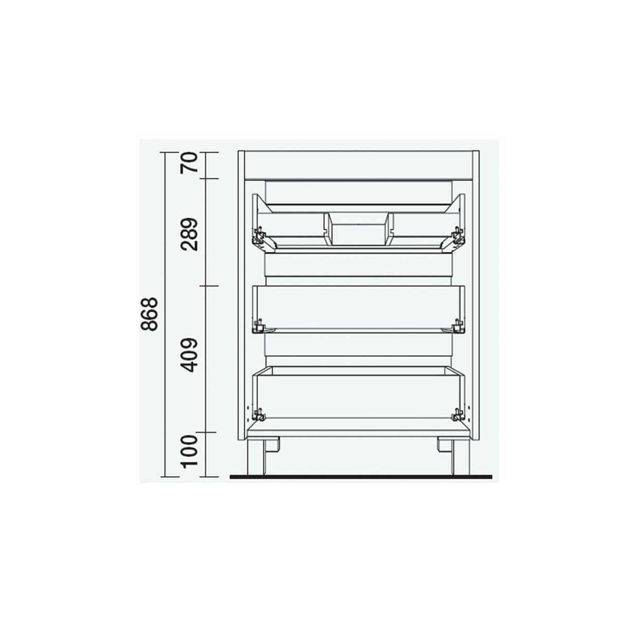 23253 SALGAR Мебель для умывальника FUSSION LINE 1000 3 ящика GLOSS GREY 997 x 868 x 450 мм - Вид №3