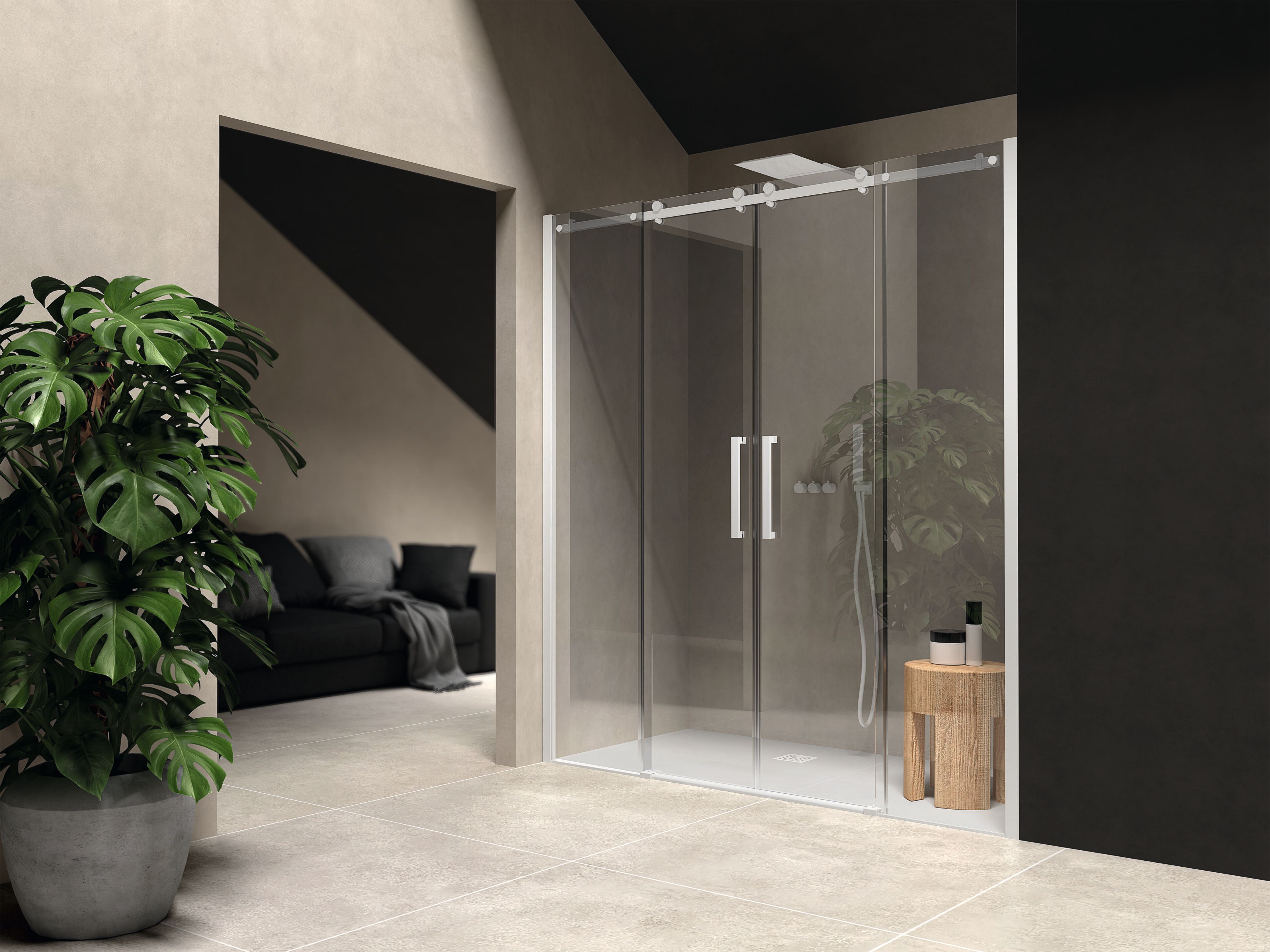 Алюминиевая и стеклянная угловая душевая кабина с раздвижной дверью CSA Box Doccia Minerva ARCH-00088302 - Вид №2