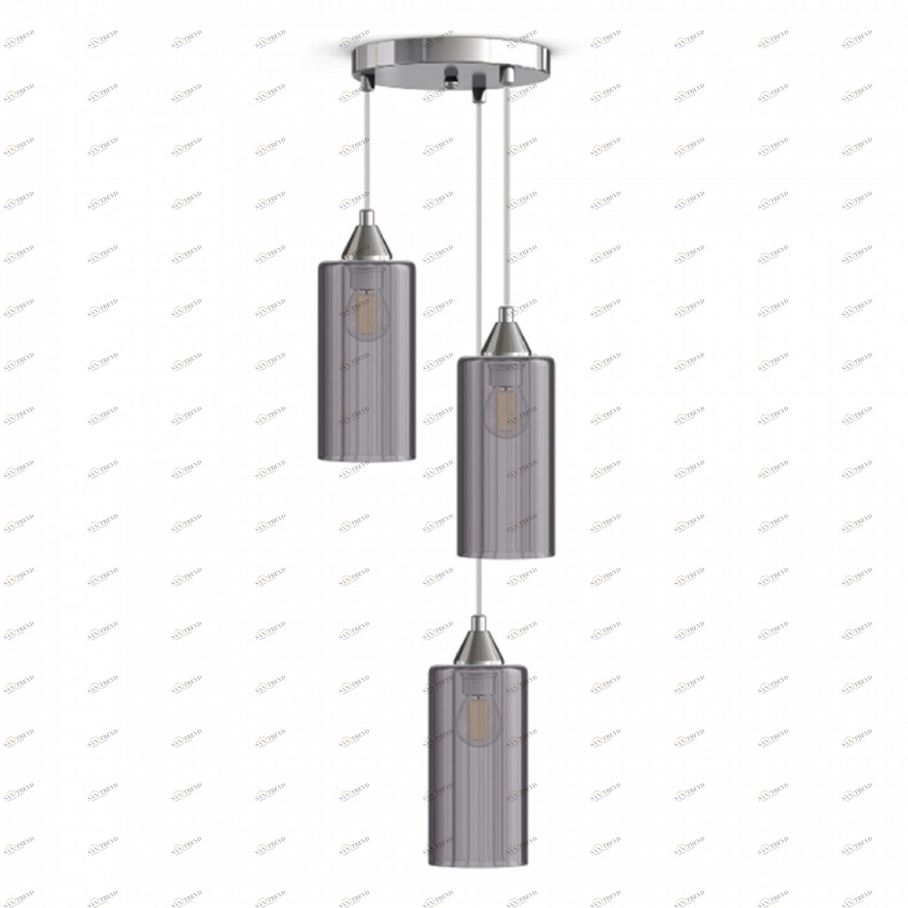 Светильник подвесной с 3 серыми плафонами хром зеркальный PND.105.03.01.CH-S.15.GR 33 ИДЕИ КАСКАДНЫЕ 00-3973760 Серый;хром Santreyd 