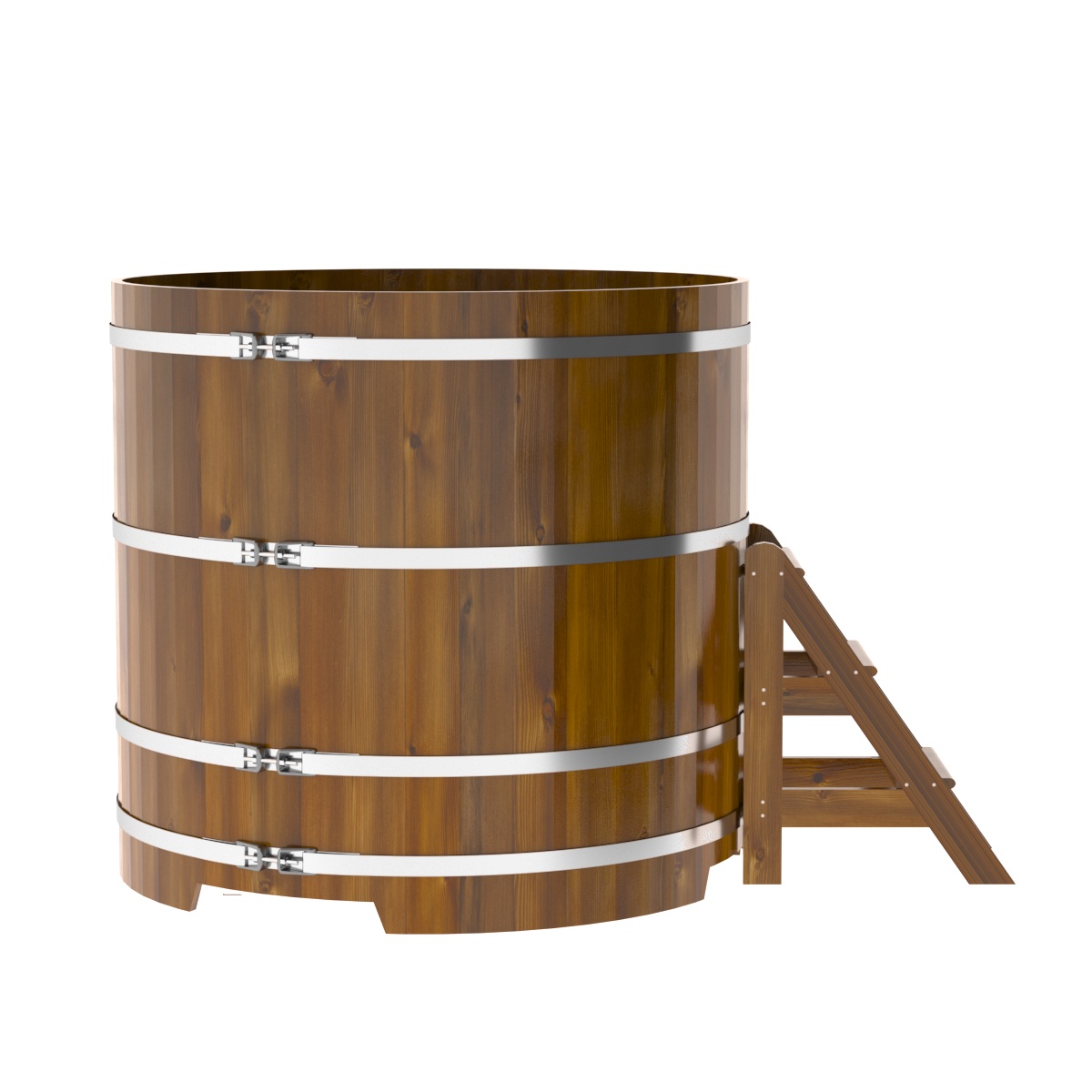 2236 Купель круглая из лиственницы Рустик d=1,50х1,4 морёная Alyarus  - Вид №3