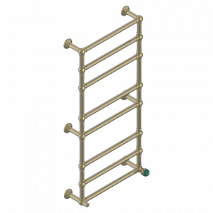 A1V-TWT8H1 Полотенцесушитель Традиционный, 8 перекладин, 625 мм x 1325 мм, водяной, с 1 декоративной крестовой рукояткой Thg-paris Sully с малахитом Бронза