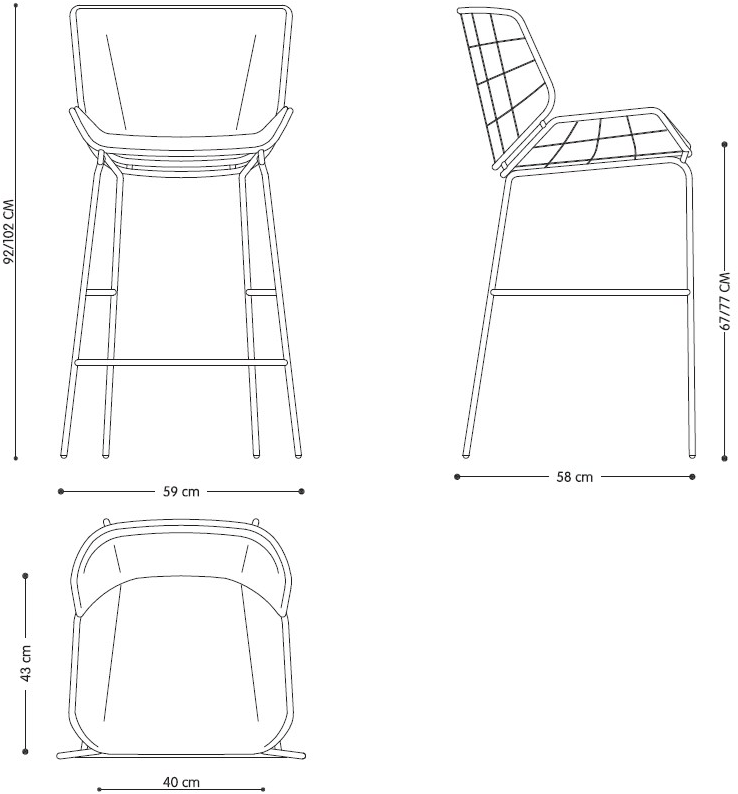 TrabA' Табурет металлический со спинкой и подставкой для ног Skin 0083-met skin stool - Вид №10