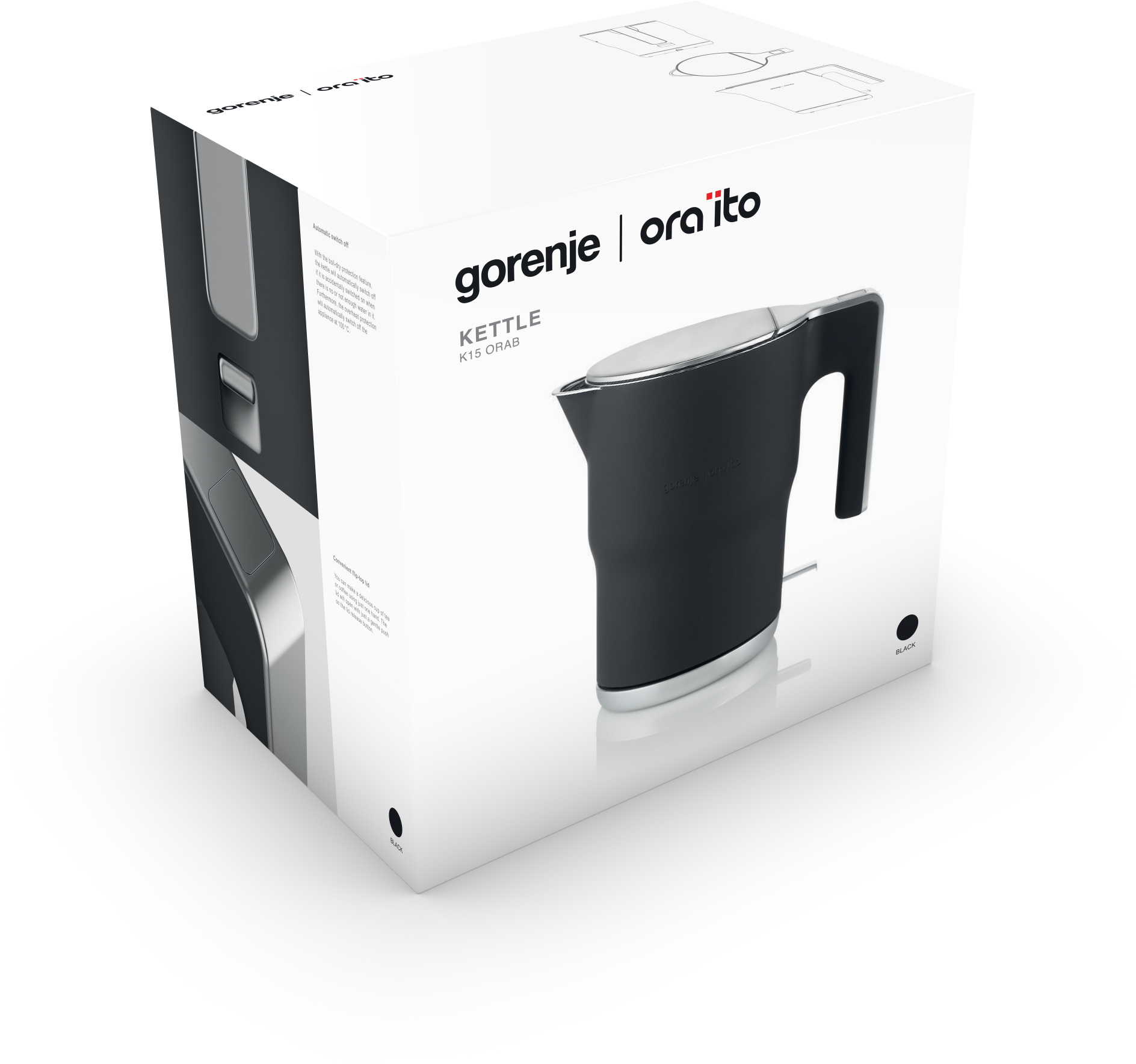 K15ORAB Чайник / закрытая спираль, 2400вт,объем 1.5л металл/пластик Gorenje Santreyd  - Вид №5