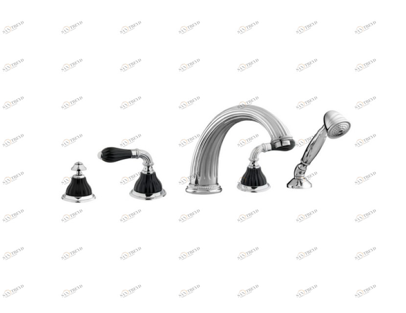 233516.N000.62 Набор для ванны 5 отверстий из черного фарфора Сатин никель Mestre Artica