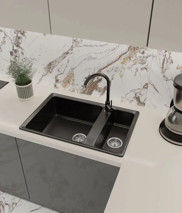Кухонная мойка Искусственный камень LEVEL S172 GranFest LV-760K-S172 - Вид №1