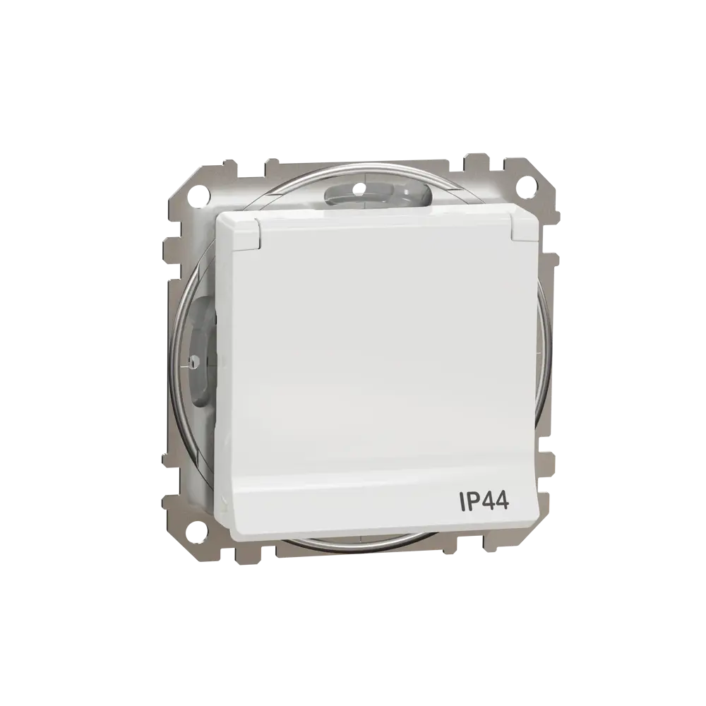 Розетка встраиваемая влагозащищенная Systeme Electric Sedna Design с крышкой IP44, цвет белый 84824550 STLM-2056800 - Вид №1