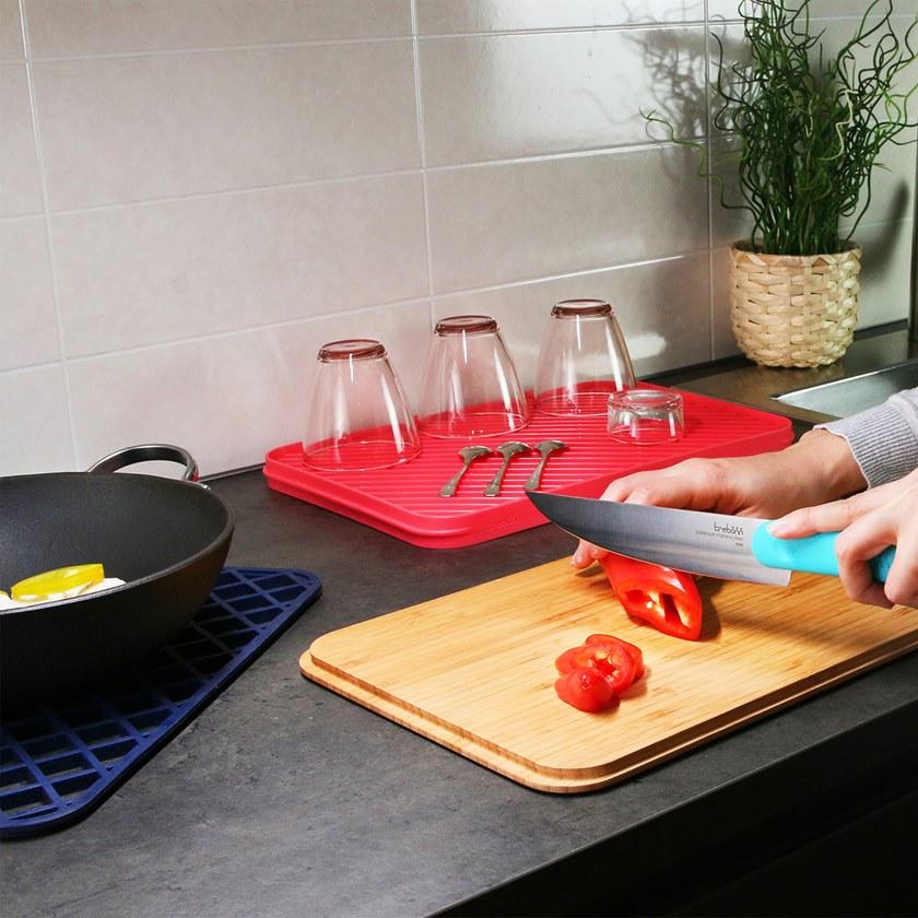 Trebonn Бамбуковая разделочная доска, поддон для сбора капель и силиконовый держатель для посуды  1120108  - Вид №2