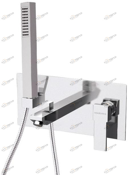 Rubinetterie Mariani Смеситель для ванны настенный с ручным душем и тарелкой Polar 175-pa