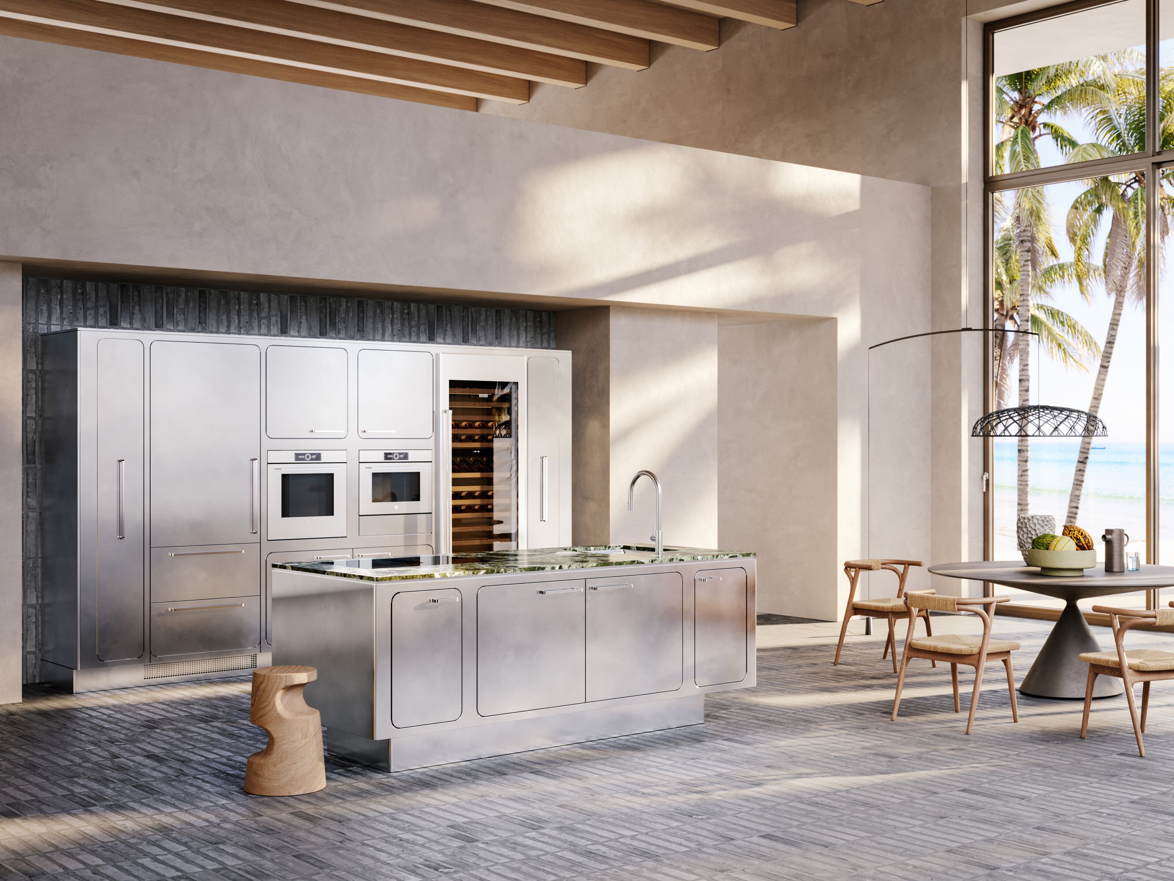 Кухня из нержавеющей стали с островом ABIMIS ARCH-00062163