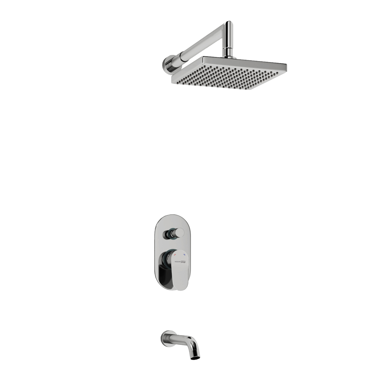 A13028 Встраиваемый комплект для ванны с изливом и верхней душевой насадкой WasserKRAFT  - Вид №1