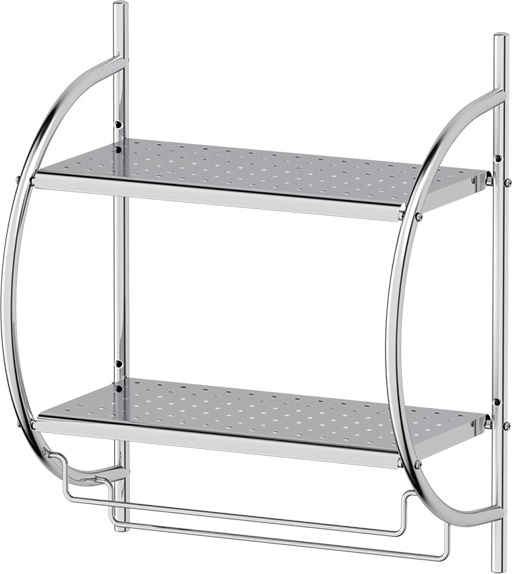 DEF 008 Полка металлическая 2-х ярусная со штангами для полотенец 44 cm DEFESTO Pro