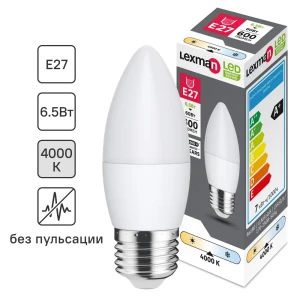 86270526 Лампочка светодиодная Lexman свеча E27 600 лм нейтральный белый свет 6.5 Вт STLM-1460780