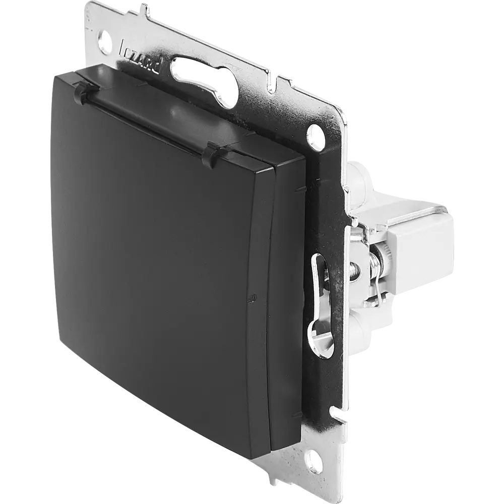 Розетка Lezard Karina с заземлением с крышкой цвет черный бархат STLM-2091419 - Вид №1