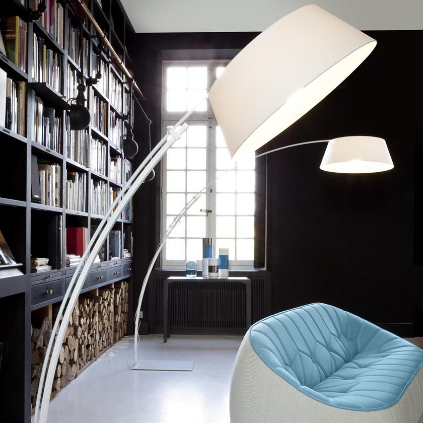 Ligne Roset Дуговая лампа со стальным основанием и абажуром из хлопка  10071910-10071911  - Вид №4