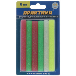 Стержни клеевые Практика 790-229 белый, желтый, зеленый, розовый 8152072