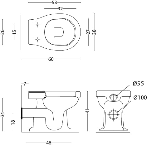 Напольный керамический туалет с настенным сливом Park Avenue Bryant ARCH-00100952 - Вид №3