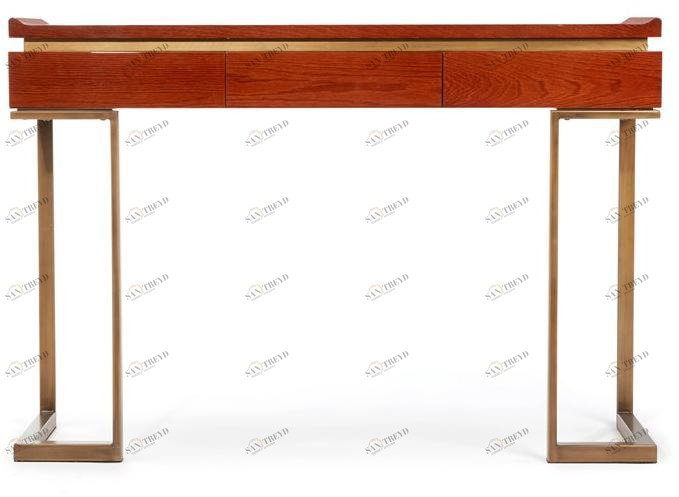 HUGUES CHEVALIER Прямоугольная кожаная консоль с ящиками Iconic sun-id-1410667