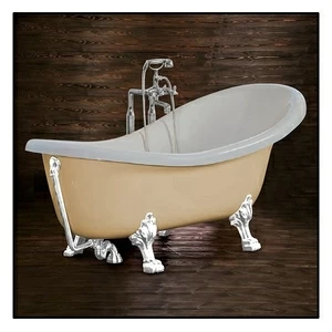 Ванна Akcjum Rectime 160 WR-03-01-KB-N овальная бежевая с белыми ножками