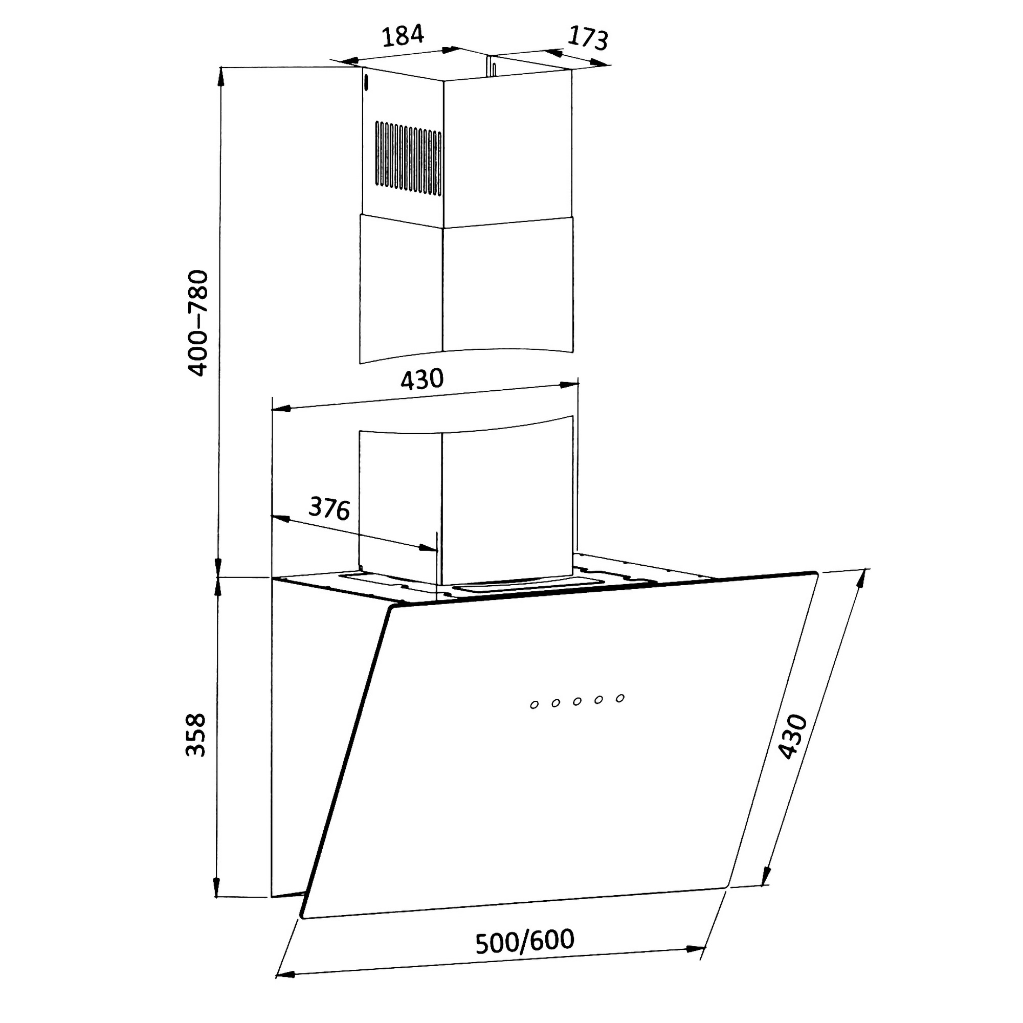9152612 Вытяжка наклонная DEXP CH60-FN0 черный/черный STDN-0132030 - Вид №12