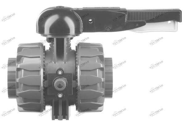 SANIT 353118511 2-ходовой шаровой кран d 75-110, ВКД DualBlock®, ПВХ-С, гнездо растворителя 