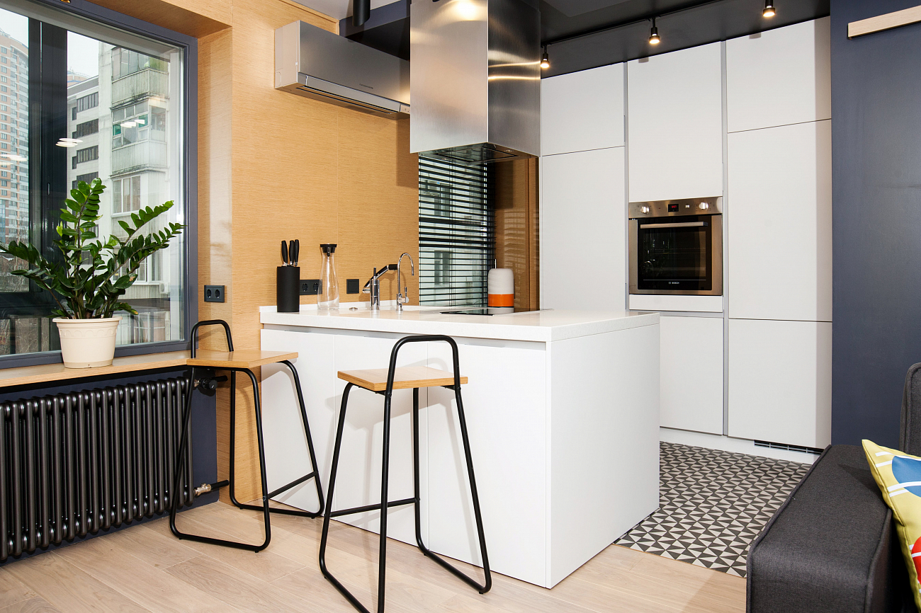 Барный стул с деревянным сиденьем синий Bauhaus WOODI  00-3966294 Синий  - Вид №7