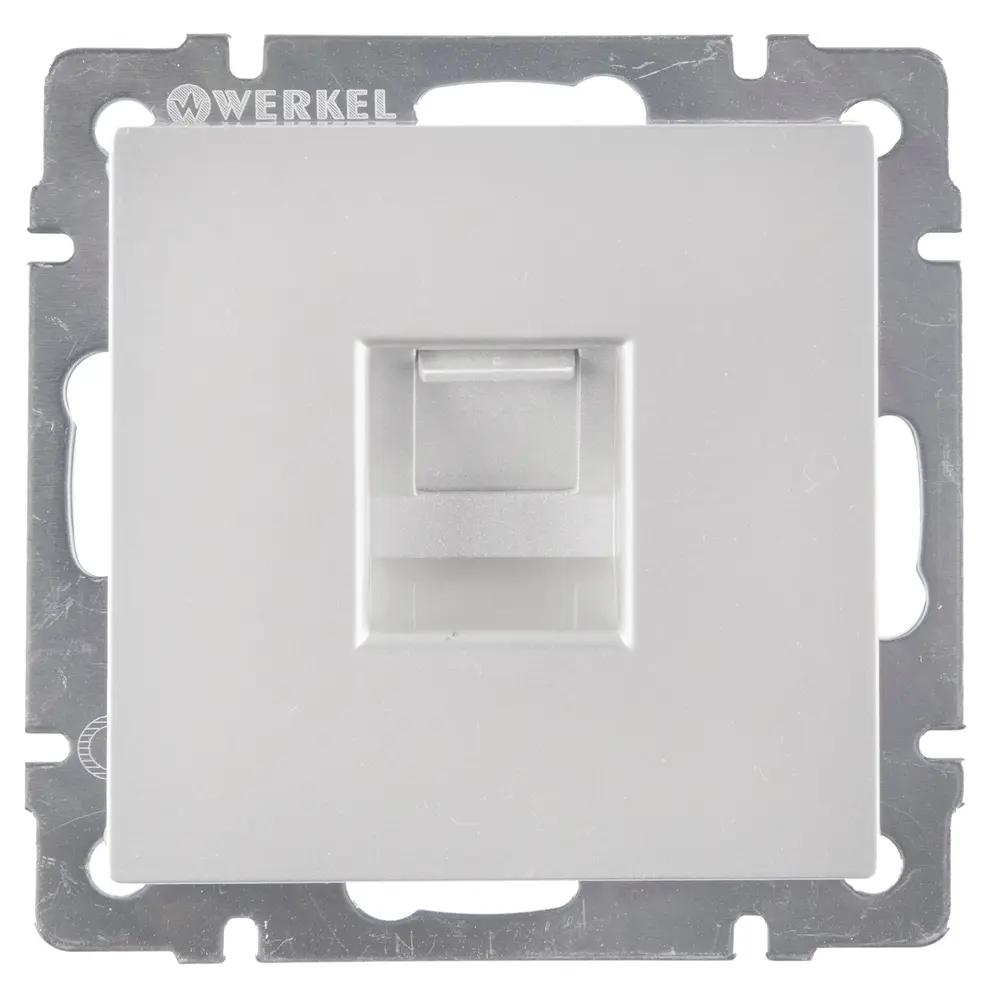 Телефонная розетка встраиваемая Werkel RJ11, цвет серебряный Встраиваемые механизмы STLM-2068193
