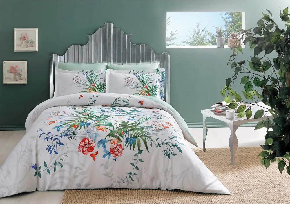 91528589 Комплект постельного белья Tac Satin Delux 4245-00698, евро, сатин, зеленый STLM-1036206