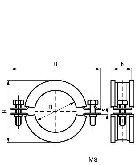 3173219 Крепление для труб  BISMAT® SX Обжимные хомуты для чугунных и пластиковых вертикальных труб WALRAVEN  - Вид №1