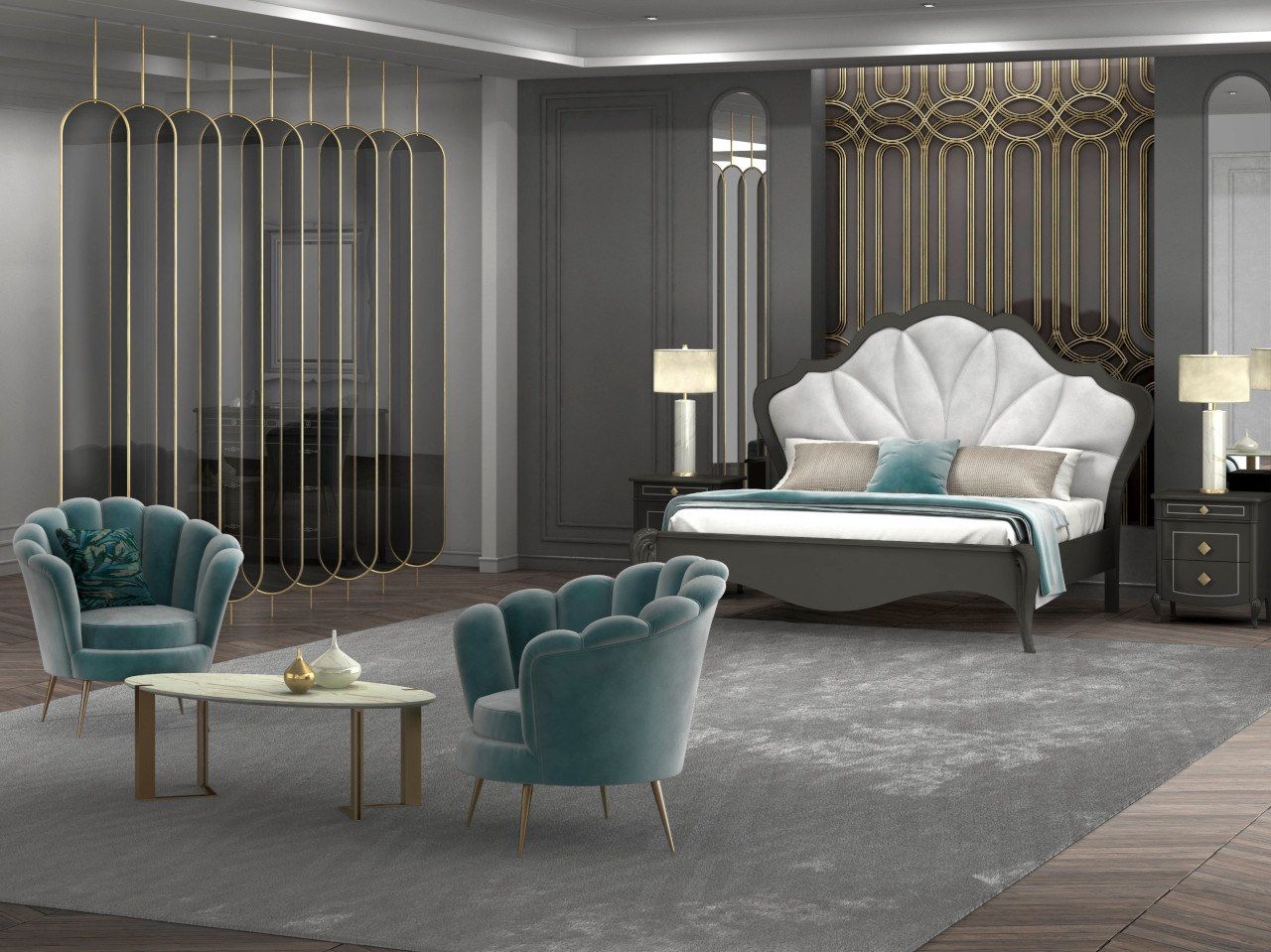 Двуспальная кровать с мягким изголовьем CASA +39 Giglio ARCH-00093254 - Вид №1