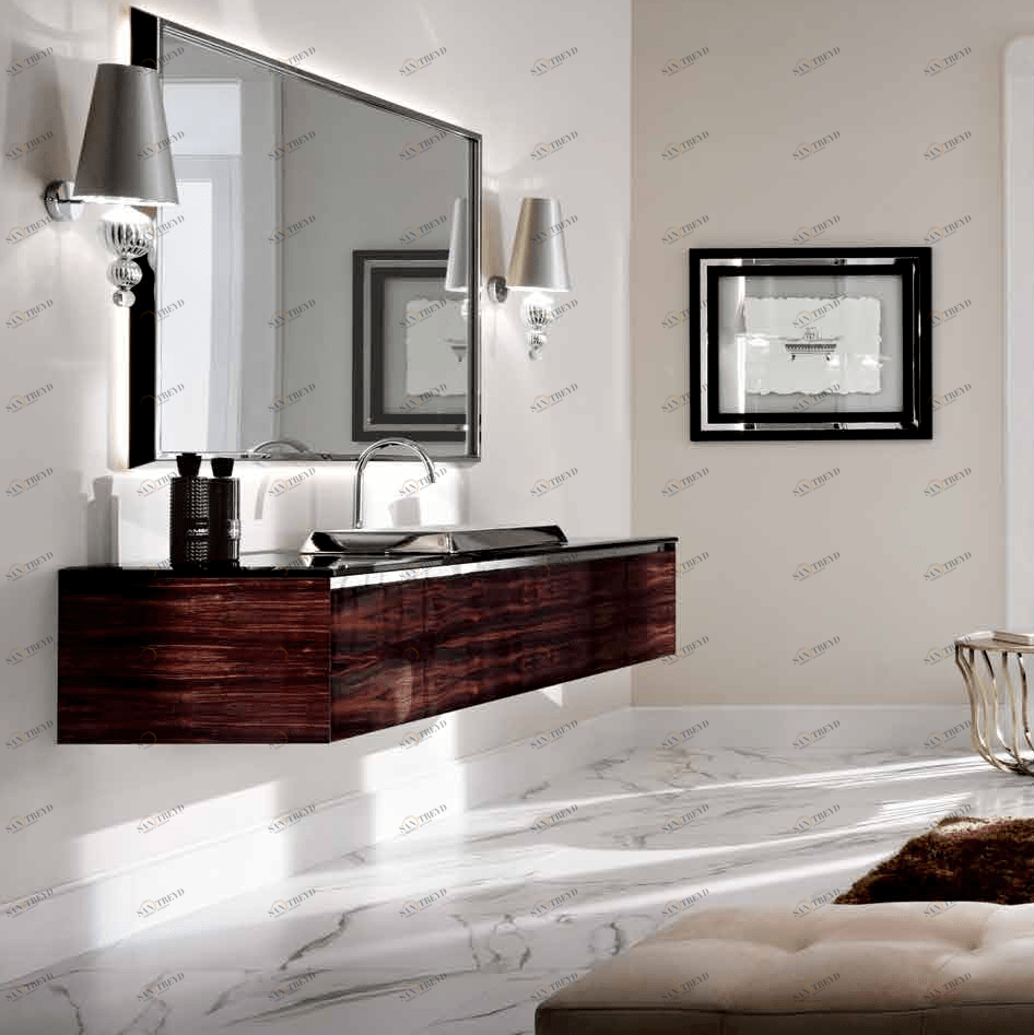 Комбинация ванной комнаты F03 в отделке VETRO extrachiaro nero MILLDUE FOUR SEASONS FOURSEASONS03