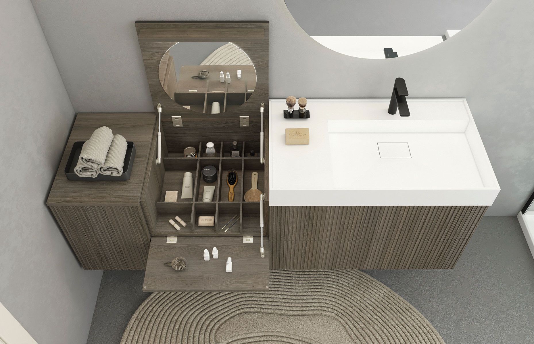 Деревянный подвесной туалетный столик с зеркалом LEGNOBAGNO Re-Stretch ARCH-00135519 - Вид №2