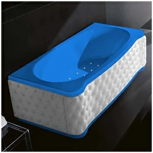 Ванна Gruppo treesse New Classic Young STA-V674C-DX-KBS-G голубая с аэромассажем прямоугольная правая белая кожа кристаллы сваровски