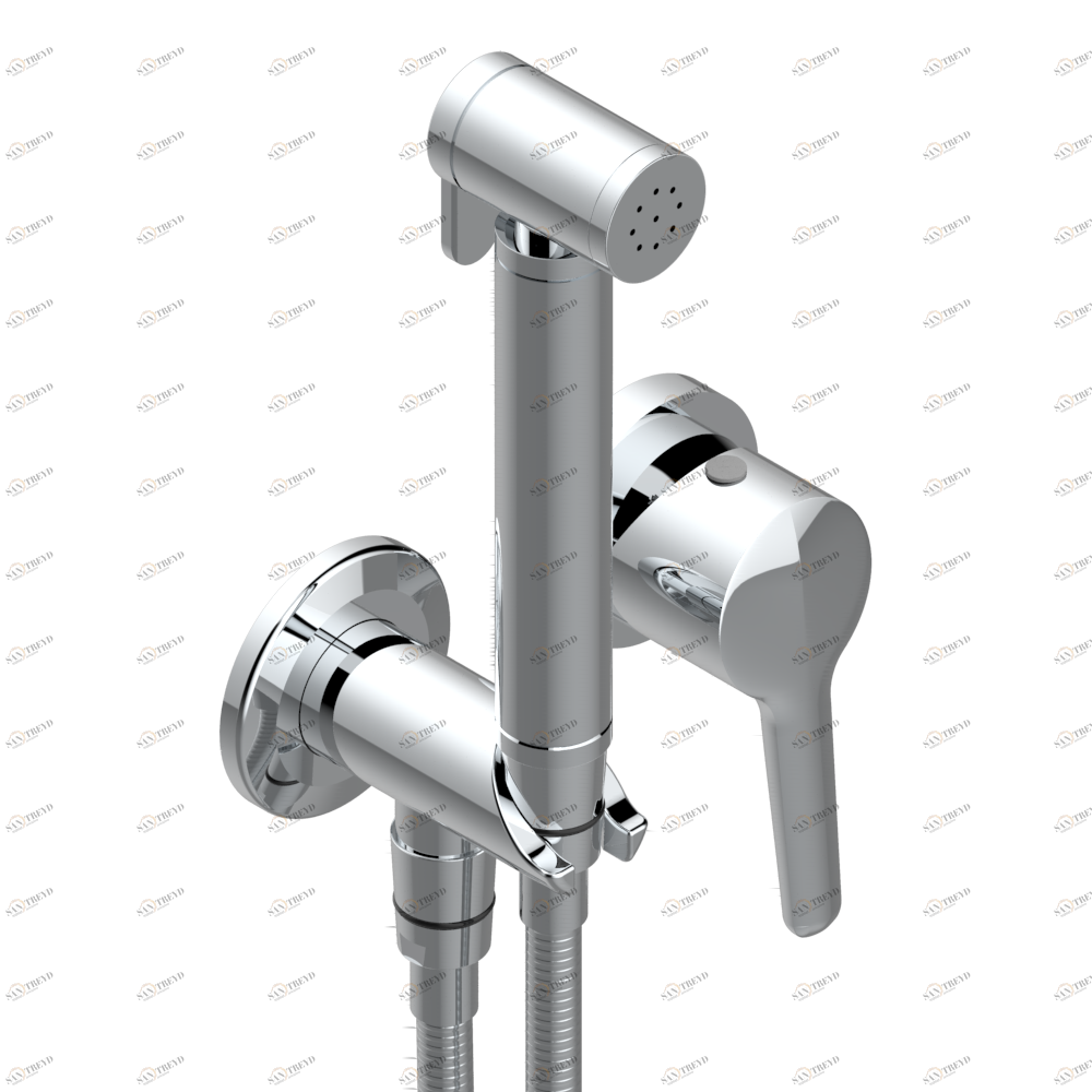 G9C-5840/MBG Комплект для душа, включающий смеситель, армированный шланг 1 м 25 см, ручной душ с курковым распылителем, выход из стены и предохранительный запорный клапан Thg-paris System métal diamant Хром G9C 5840/MBG A02 CAT.A