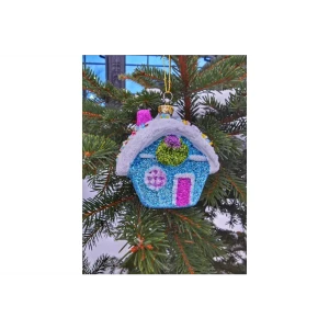 91415805 Елочная игрушка Домик Магия праздника NY18 9 см х 8 см синий STLM-0957197