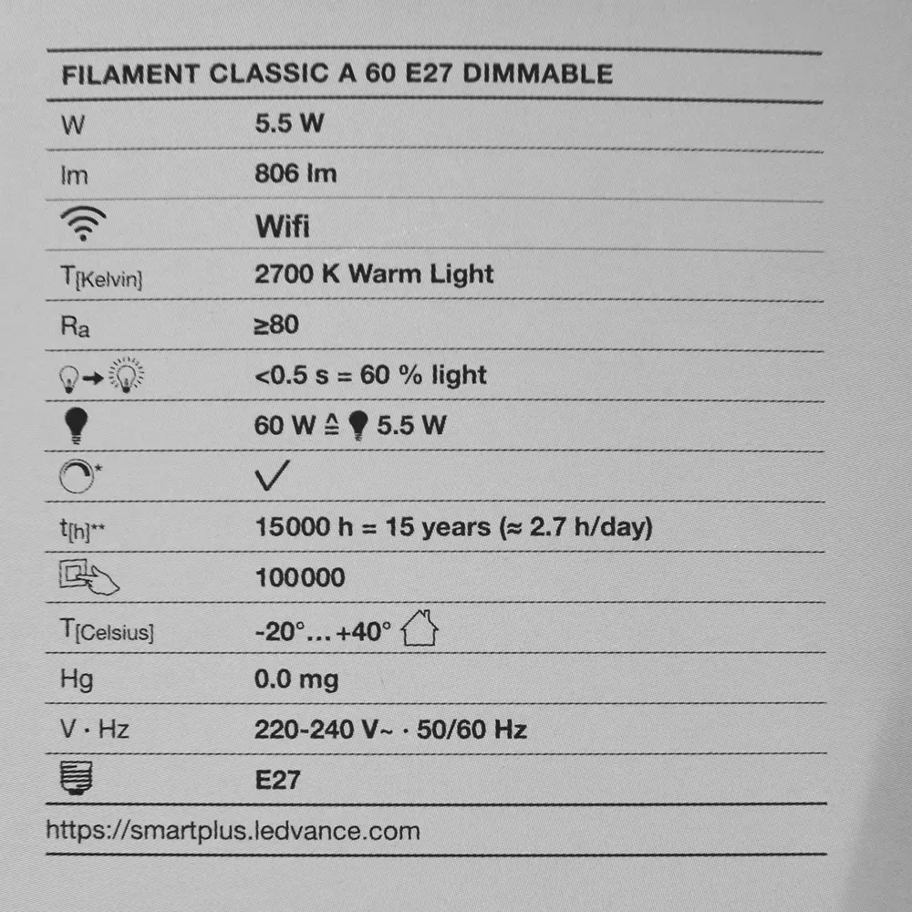 Лампа умная светодиодная Osram Smart Plus E27 220-240 В 5.5 Вт груша прозрачная 806 лм, теплый белый свет 89143907 STLM-2062540 LEDVANCE  - Вид №3