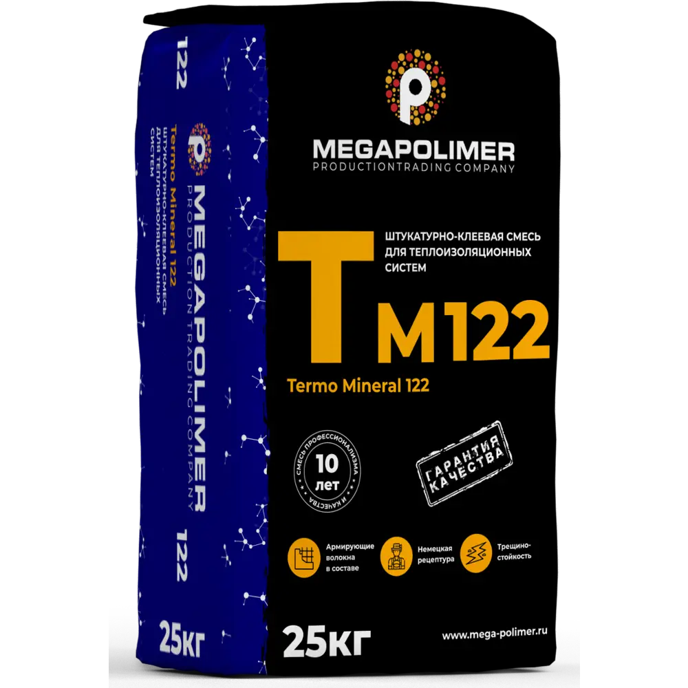 Клей для теплоизоляции Megapolimer TM122 25 кг Termo Mineral STLM-2105664
