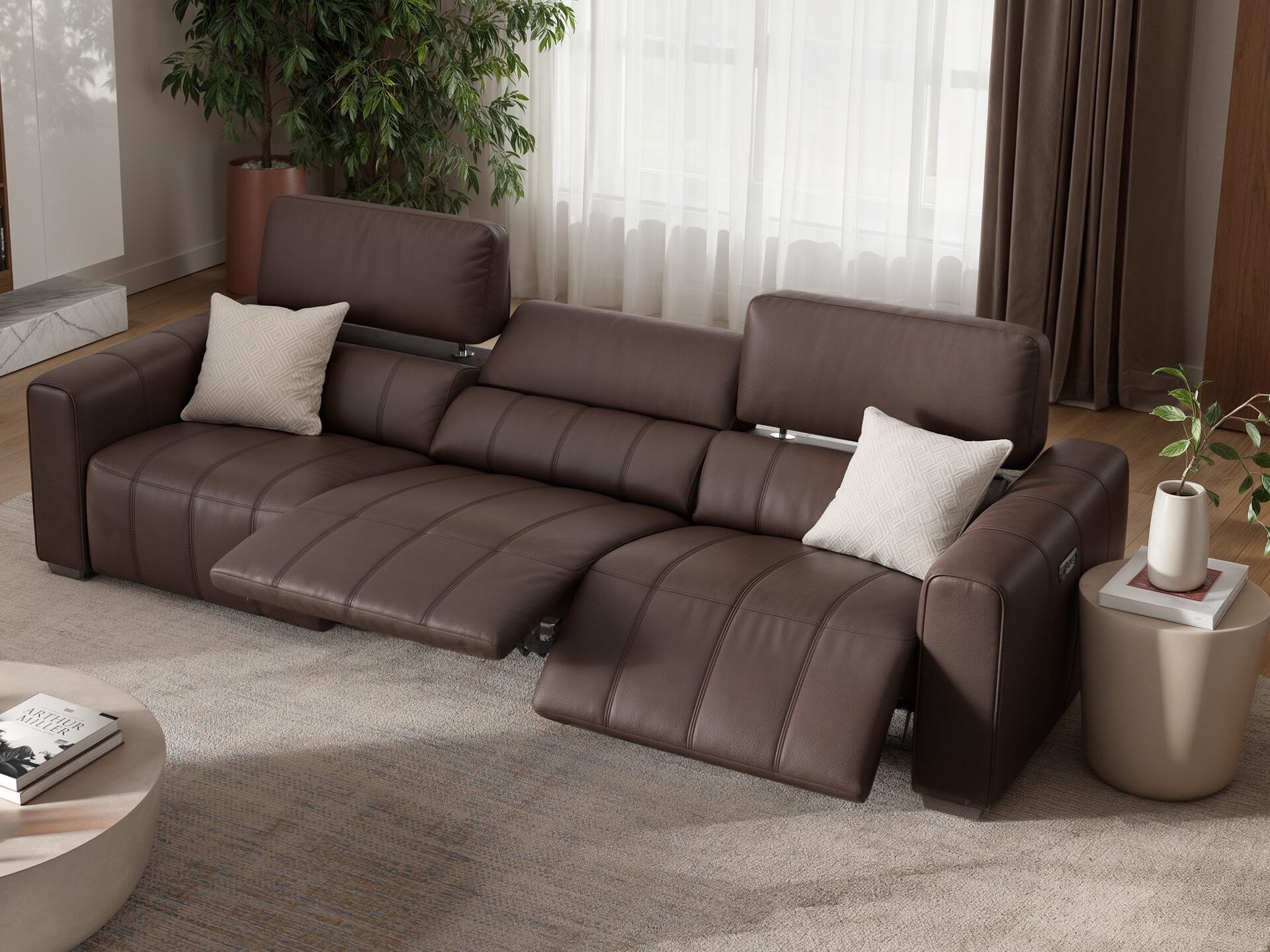 3-местный кожаный диван Sofanella Малибу ARCH-00002621 - Вид №1