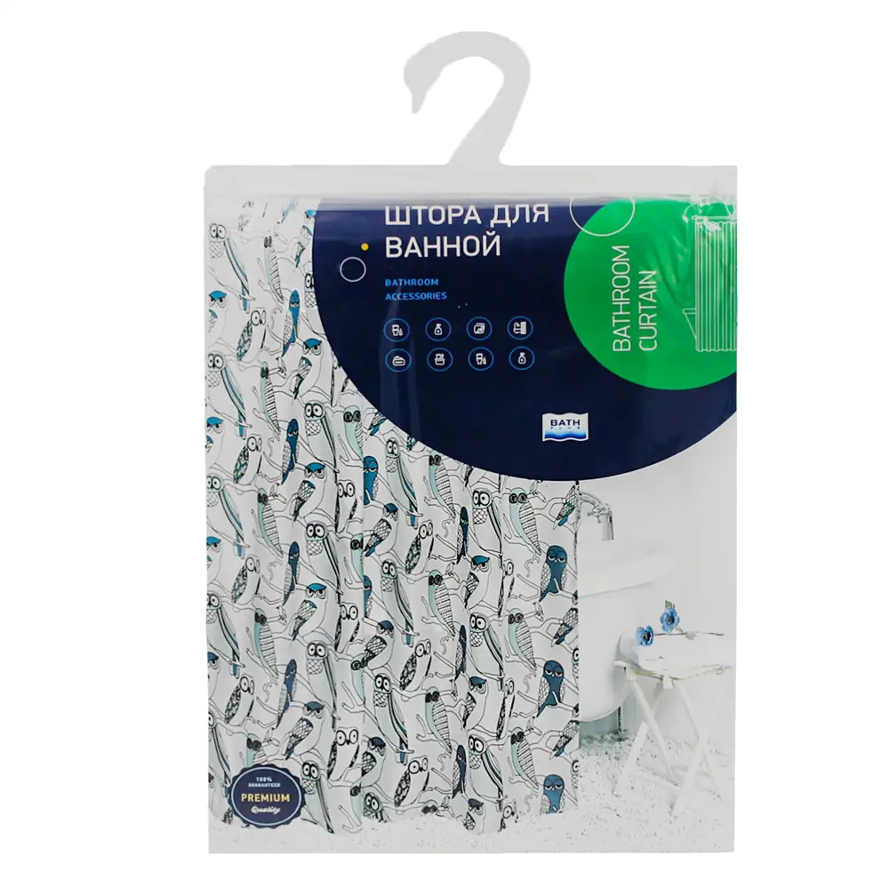 Штора для ванны Bath Plus Owls 180x200 см полиэстер цвет бело-бирюзовый CHARME GREEN STLM-2180260 - Вид №5