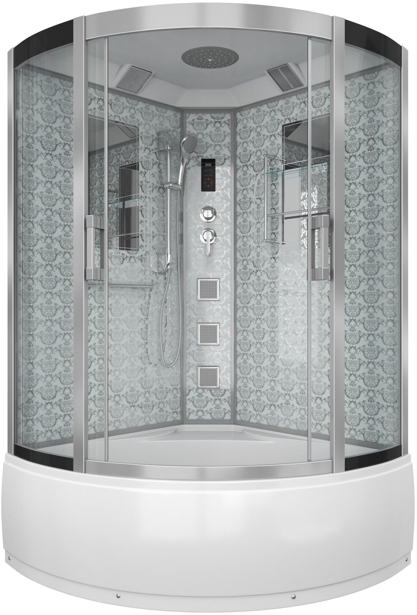 Душевая кабина NG-7744W (1200x1200х2150) высокий поддон стенки БЕЛЫЕ Niagara Luxe