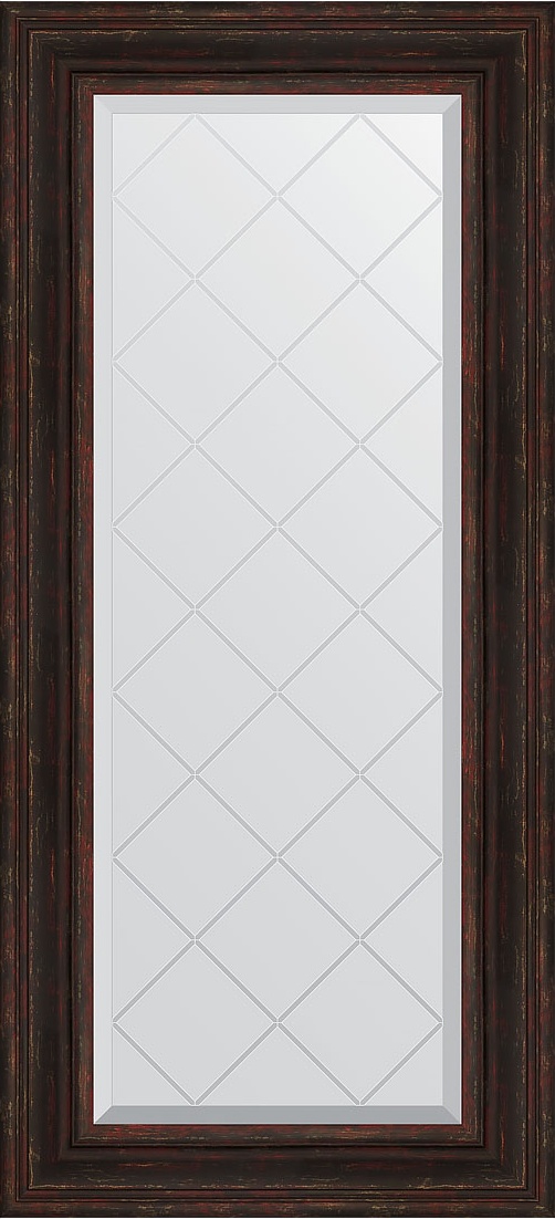 BY 4076 Зеркало с гравировкой в багетной раме - темный прованс 99 mm EVOFORM Exclusive-G