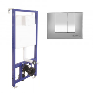 040243 Инсталляция BERGES для скрытого монтажа унитаза NOVUM кнопка S3 хром глянец  Berges АТОМ 410