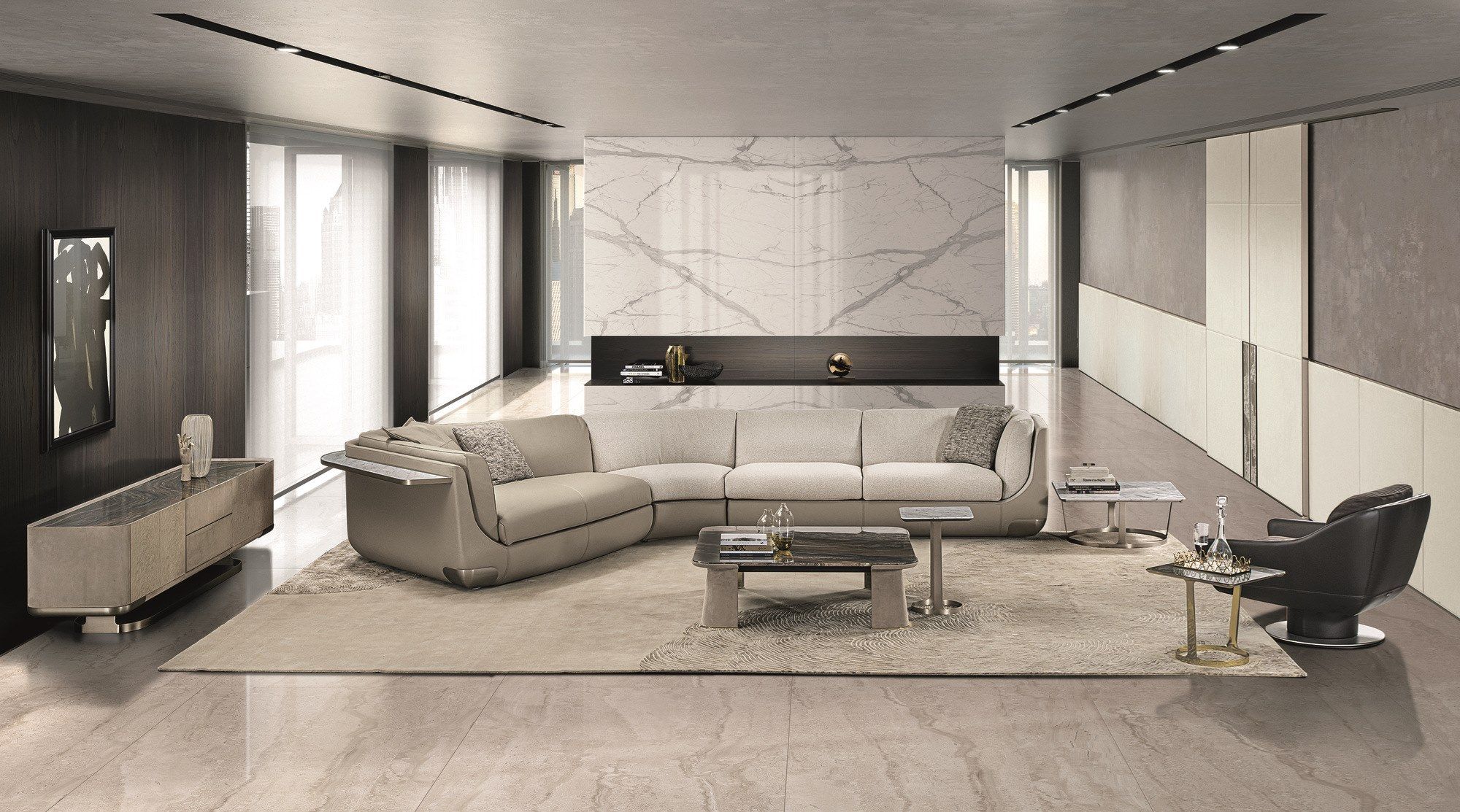 Угловой диван из кожи и ткани Longhi Loveluxe 2021-Rhythm'21 collection ARCH-00044116 - Вид №10