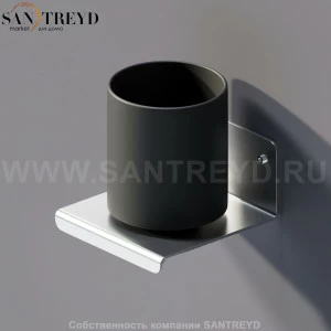 Agape MACH 2 Держатель для зубных щеток со стаканом из черного стекла хромированный сатин AMC20928SP