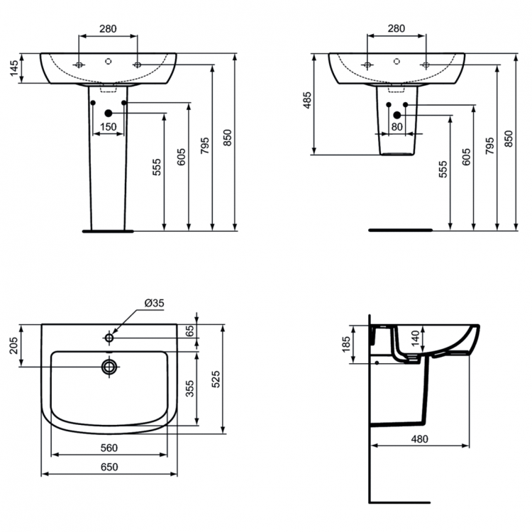 T056301 Раковина 65X50 см Ideal Standard TEMPO - Вид №3