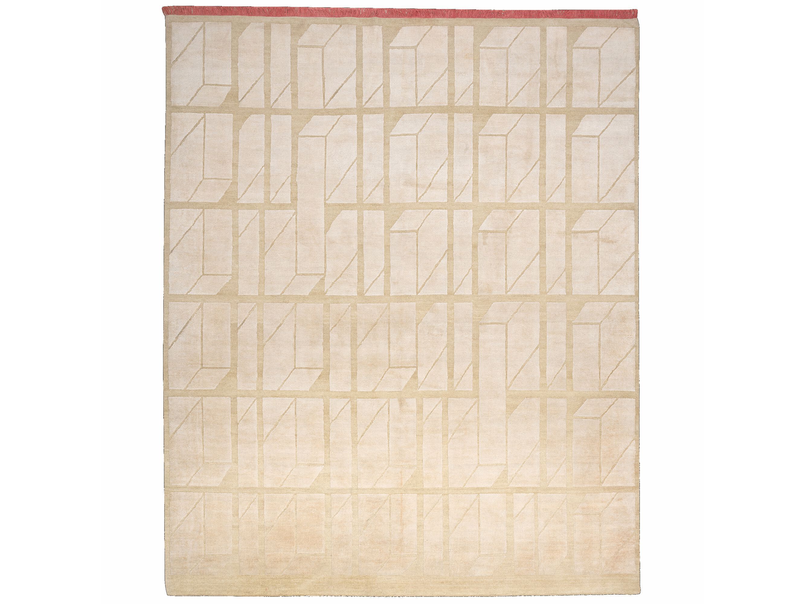 Индийский ковер из чистого китайского шелка и новозеландской шерсти Mantellassi 1926 RED FRINGES ARCH-00006654