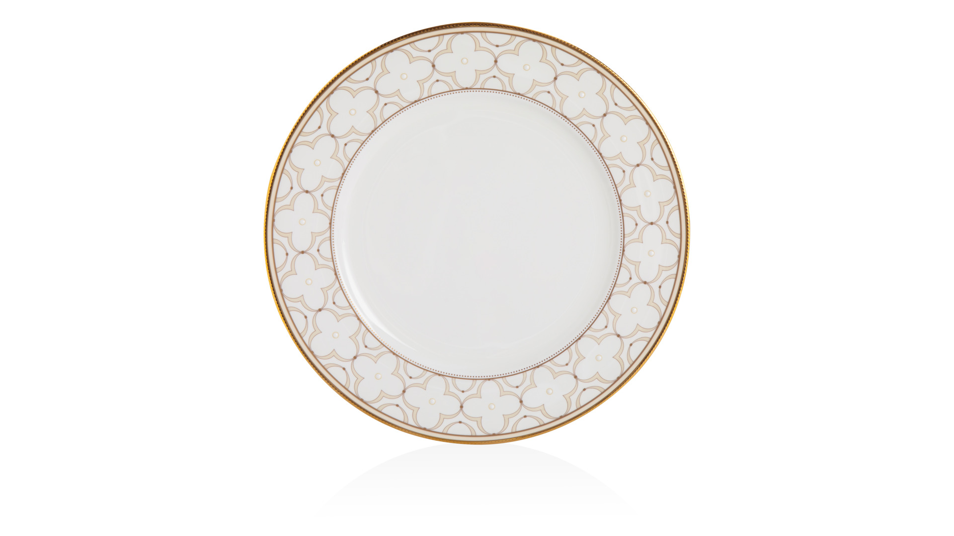 10645221 Noritake Набор из 6 тарелок обеденных Noritake "Трефолио,золотой кант" 28см Фарфор костяной  - Вид №1
